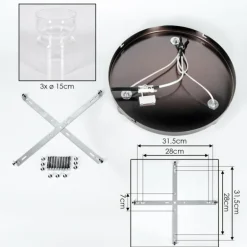 Hasvik Plafonnier, Spot de plafond Chrome, Noir, 3 lumières