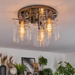 Hasvik Plafonnier, Spot de plafond Chrome, Noir, 3 lumières
