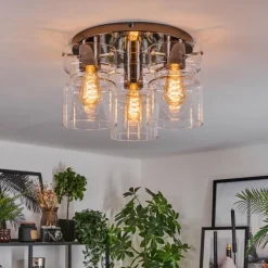 Hasvik Plafonnier, Spot de plafond Chrome, Noir, 3 lumières