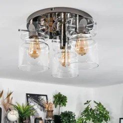 Hasvik Plafonnier, Spot de plafond Chrome, Noir, 3 lumières