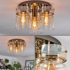 Hasvik Plafonnier, Spot de plafond Chrome, Noir, 3 lumières