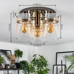 Hasvik Plafonnier, Spot de plafond Chrome, Noir, 3 lumières