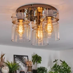 Hasvik Plafonnier, Spot de plafond Chrome, Noir, 3 lumières