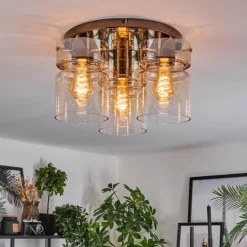 Hasvik Plafonnier, Spot de plafond Chrome, Noir, 3 lumières
