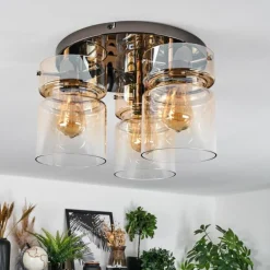 Hasvik Plafonnier, Spot de plafond Chrome, Noir, 3 lumières