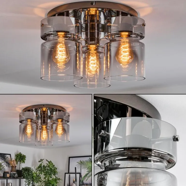 Hasvik Plafonnier, Spot de plafond Chrome, Noir, 3 lumières