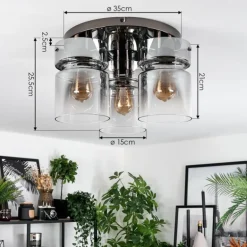 Hasvik Plafonnier, Spot de plafond Chrome, Noir, 3 lumières