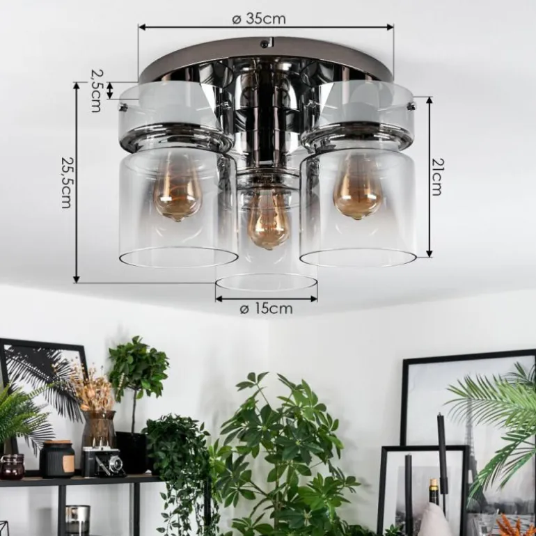 Hasvik Plafonnier, Spot de plafond Chrome, Noir, 3 lumières