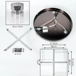 Hasvik Plafonnier, Spot de plafond Chrome, Noir, 3 lumières