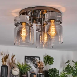 Hasvik Plafonnier, Spot de plafond Chrome, Noir, 3 lumières