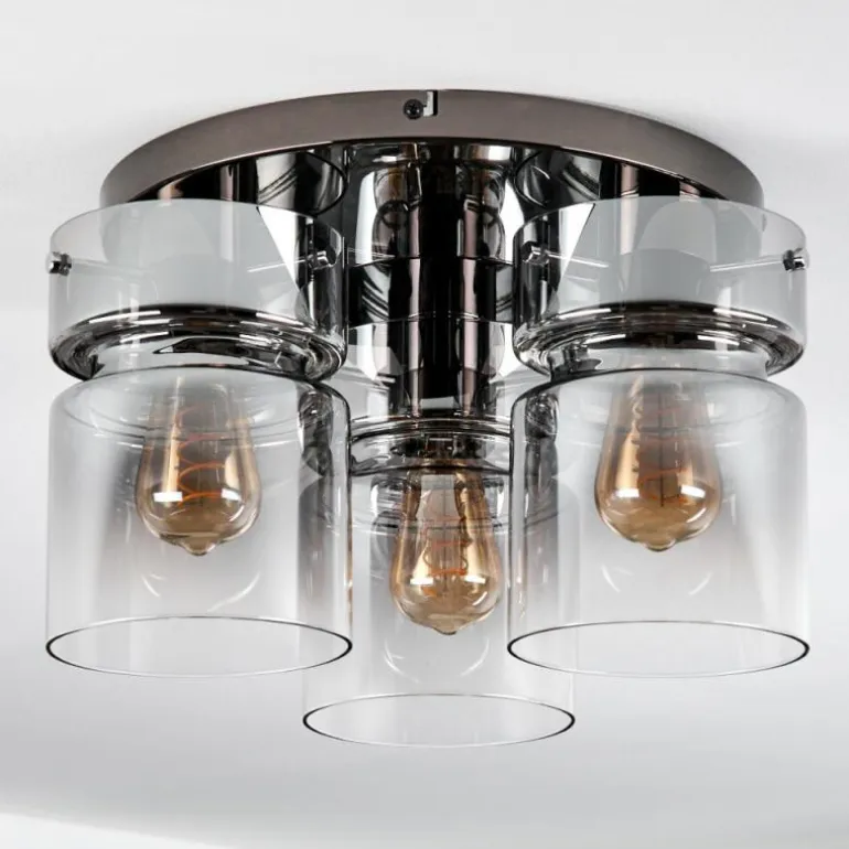 Hasvik Plafonnier, Spot de plafond Chrome, Noir, 3 lumières