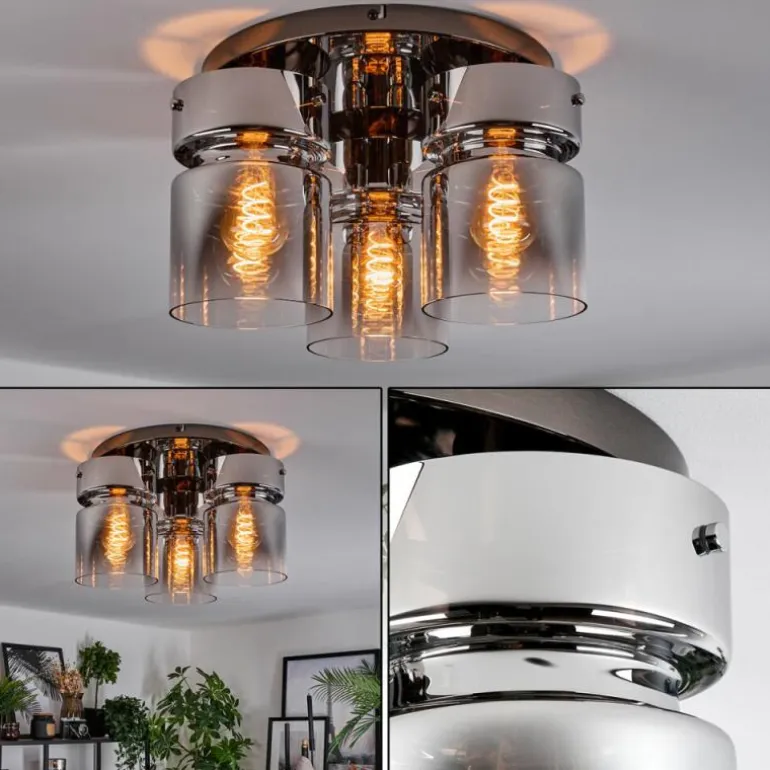 Hasvik Plafonnier, Spot de plafond Chrome, Noir, 3 lumières
