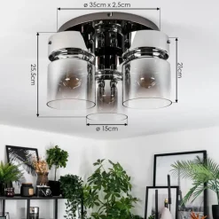 Hasvik Plafonnier, Spot de plafond Chrome, Noir, 3 lumières