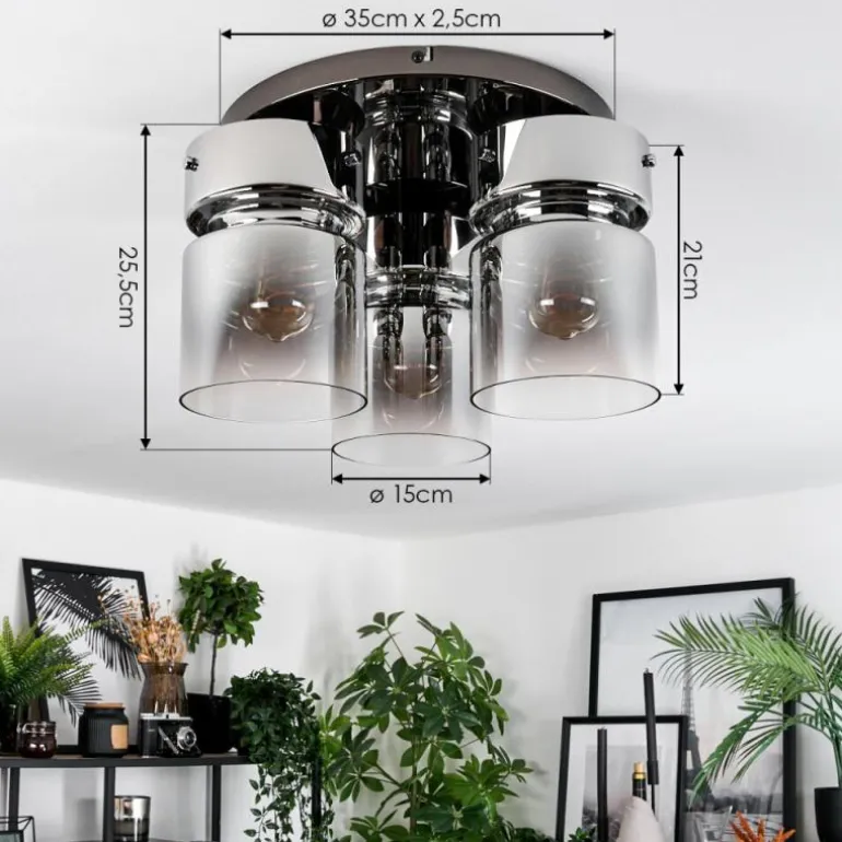 Hasvik Plafonnier, Spot de plafond Chrome, Noir, 3 lumières