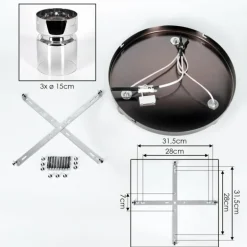 Hasvik Plafonnier, Spot de plafond Chrome, Noir, 3 lumières