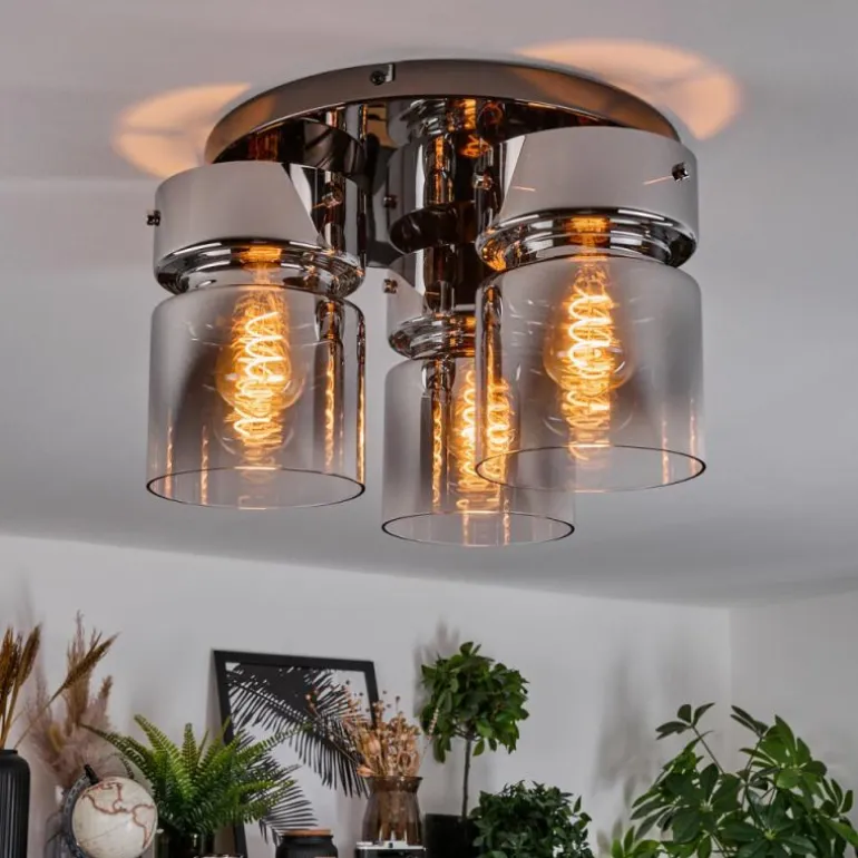 Hasvik Plafonnier, Spot de plafond Chrome, Noir, 3 lumières