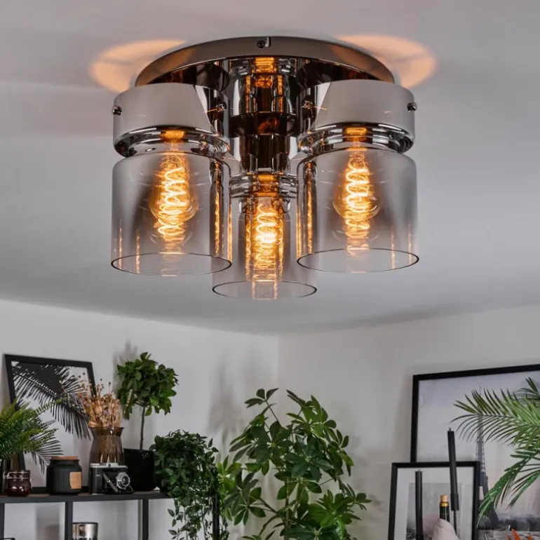Hasvik Plafonnier, Spot de plafond Chrome, Noir, 3 lumières