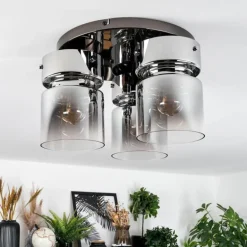 Hasvik Plafonnier, Spot de plafond Chrome, Noir, 3 lumières