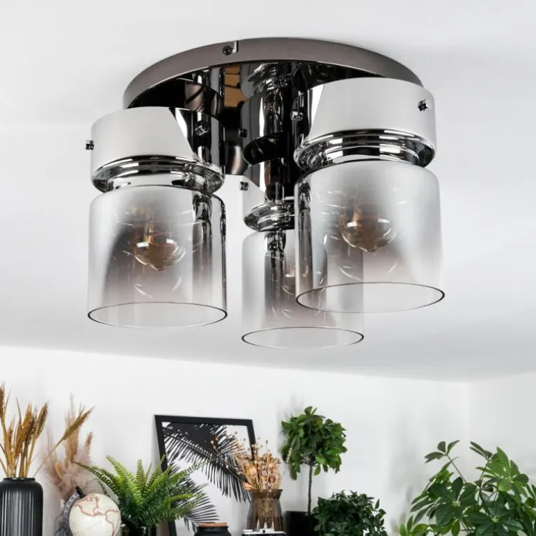 Hasvik Plafonnier, Spot de plafond Chrome, Noir, 3 lumières