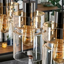 Hasvik Suspension, Suspension Ambre, Clair, 4 lumières