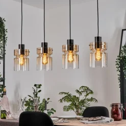 Hasvik Suspension, Suspension Ambre, Clair, 4 lumières