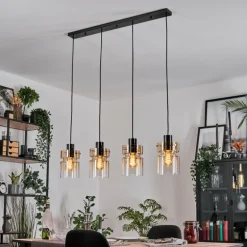 Hasvik Suspension, Suspension Ambre, Clair, 4 lumières