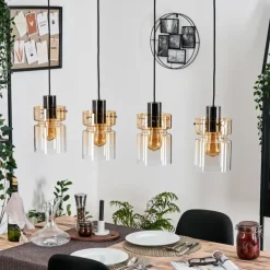 Hasvik Suspension, Suspension Ambre, Clair, 4 lumières