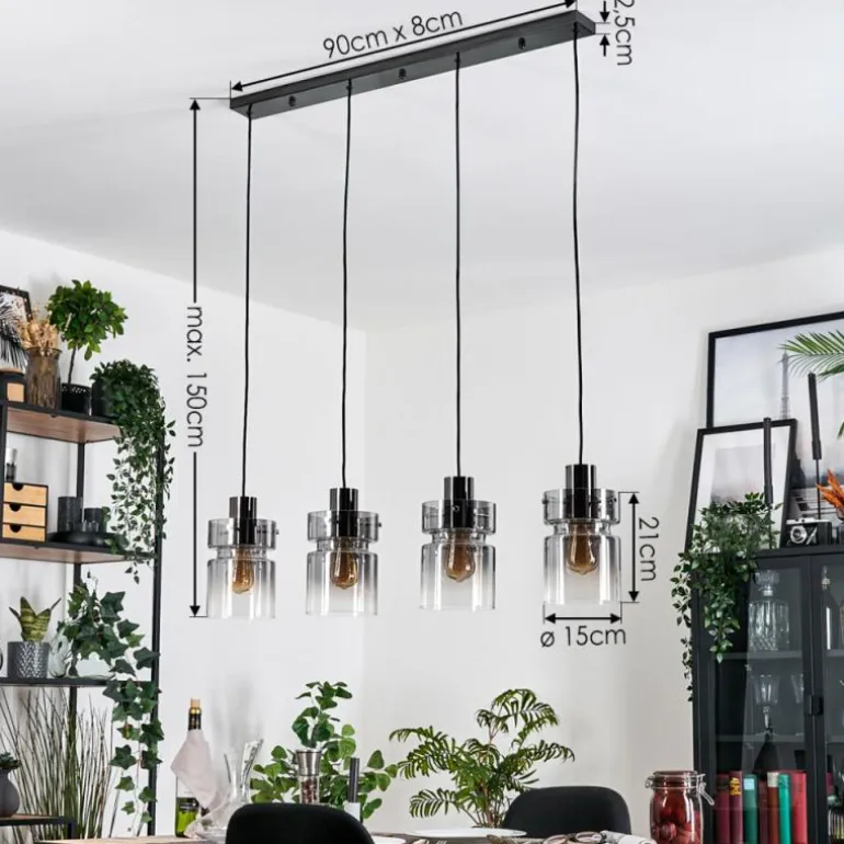 Hasvik Suspension, Suspension Clair, Fumé, 4 lumières