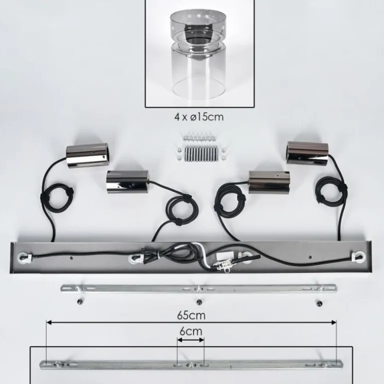 Hasvik Suspension, Suspension Clair, Fumé, 4 lumières