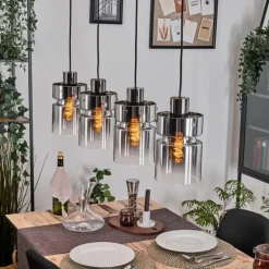Hasvik Suspension, Suspension Chrome, Fumé, 4 lumières