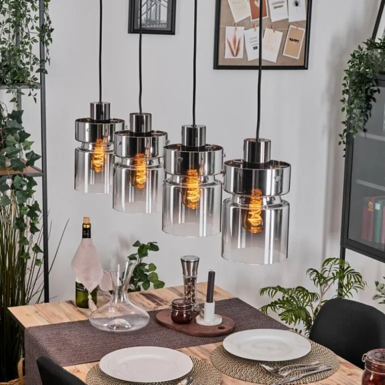 Hasvik Suspension, Suspension Chrome, Fumé, 4 lumières