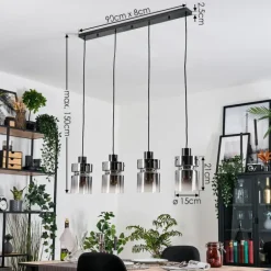 Hasvik Suspension, Suspension Chrome, Fumé, 4 lumières