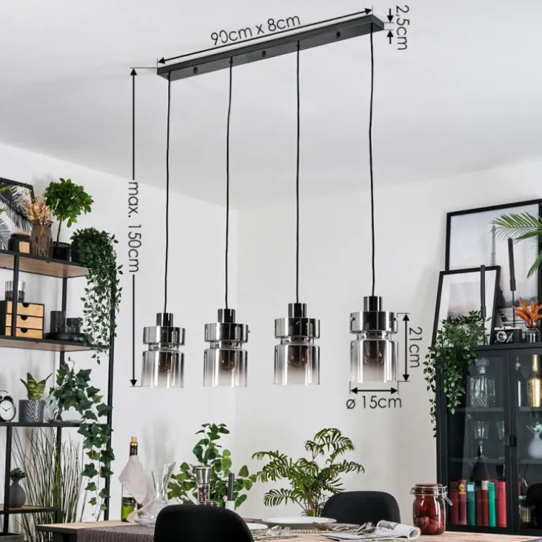 Hasvik Suspension, Suspension Chrome, Fumé, 4 lumières