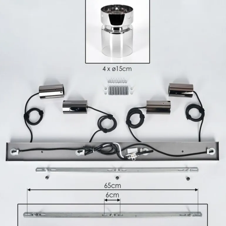 Hasvik Suspension, Suspension Chrome, Fumé, 4 lumières