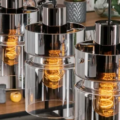 Hasvik Suspension, Suspension Chrome, Fumé, 4 lumières
