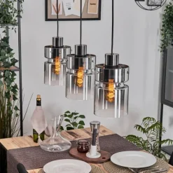 Hasvik Suspension, Suspension Chrome, Noir, 3 lumières