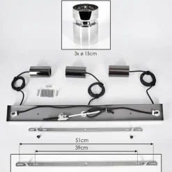 Hasvik Suspension, Suspension Chrome, Noir, 3 lumières
