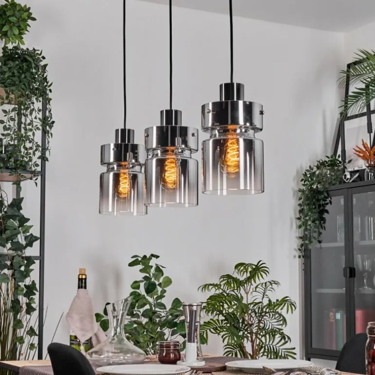 Hasvik Suspension, Suspension Chrome, Noir, 3 lumières