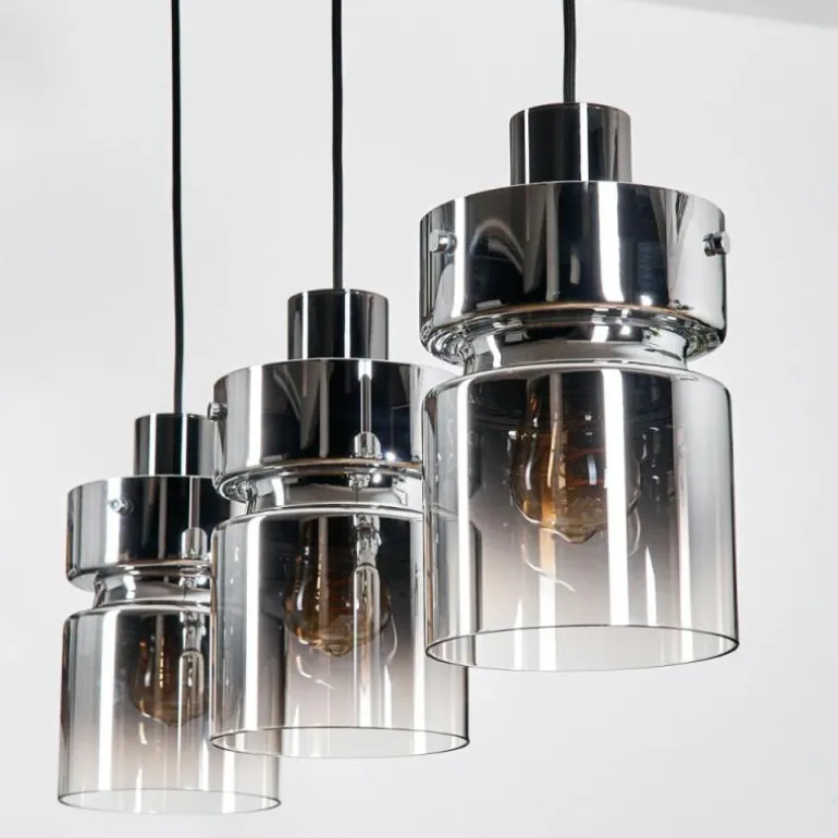Hasvik Suspension, Suspension Chrome, Noir, 3 lumières