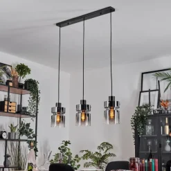 Hasvik Suspension, Suspension Chrome, Noir, 3 lumières
