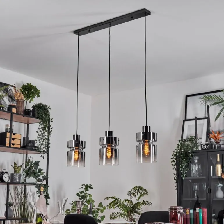 Hasvik Suspension, Suspension Chrome, Noir, 3 lumières