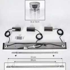 Hasvik Suspension, Suspension Chrome, Noir, 3 lumières