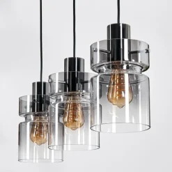 Hasvik Suspension, Suspension Chrome, Noir, 3 lumières