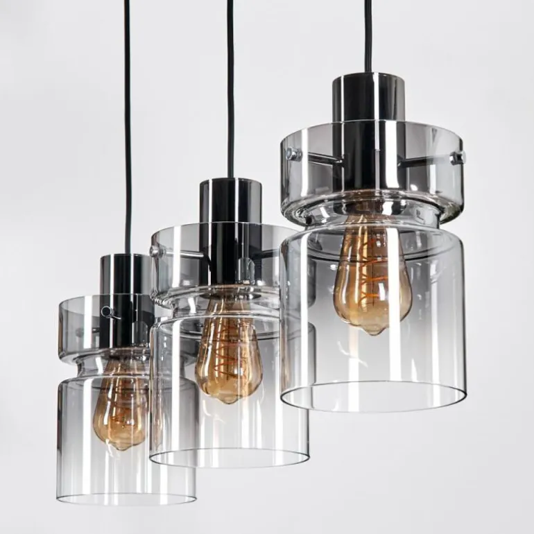 Hasvik Suspension, Suspension Chrome, Noir, 3 lumières