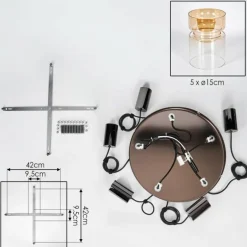 Hasvik Suspension, Suspension Chrome, Noir, 5 lumières