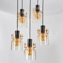 Hasvik Suspension, Suspension Chrome, Noir, 5 lumières