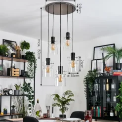Hasvik Suspension, Suspension Chrome, Noir, 5 lumières
