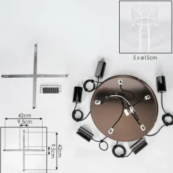 Hasvik Suspension, Suspension Chrome, Noir, 5 lumières