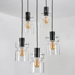 Hasvik Suspension, Suspension Chrome, Noir, 5 lumières
