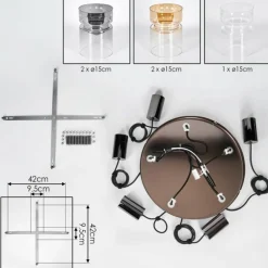 Hasvik Suspension, Suspension Chrome, Noir, 5 lumières